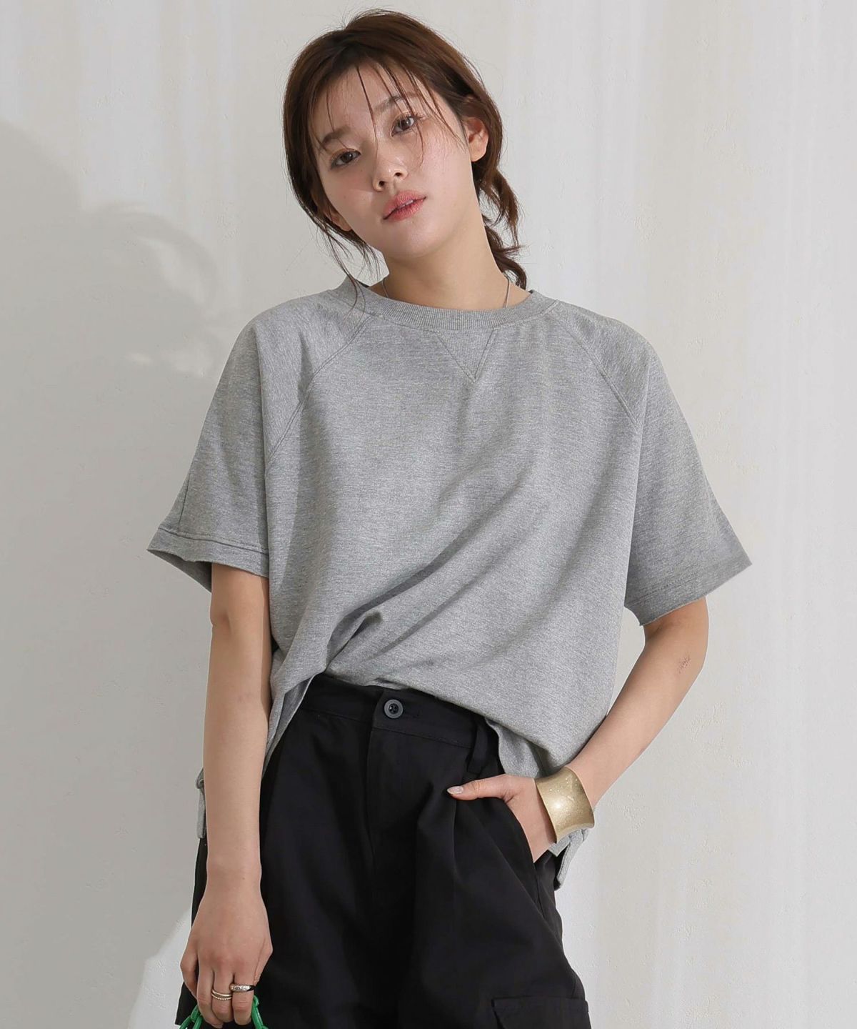 ミニ裏毛ラグラン半袖トレーナー