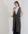 ミニ裏毛ノーカラーリラックスロングベスト
