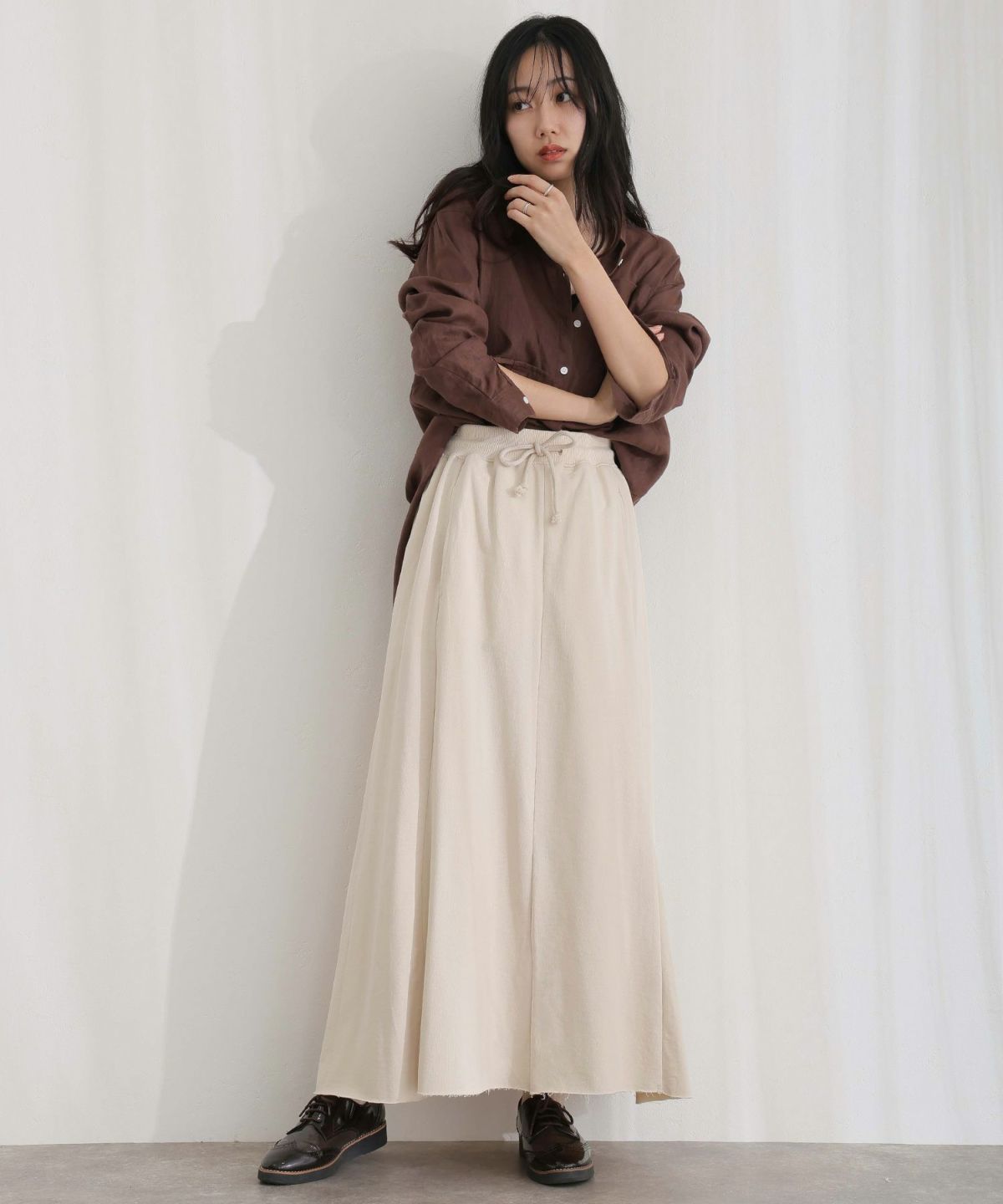 ミニ裏毛裾切りっぱなしフレアスカート