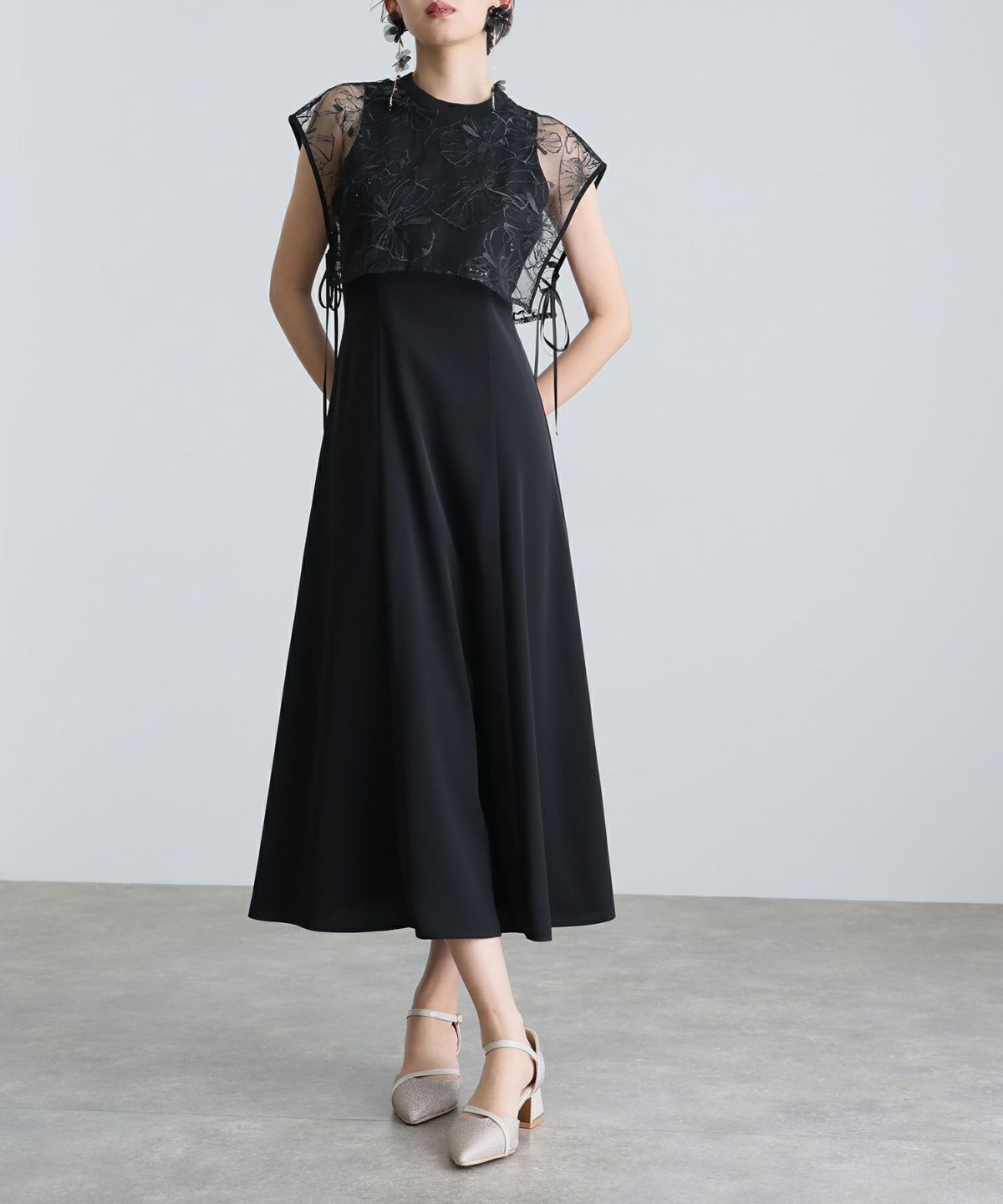 スパンコールレースドッキングドレス