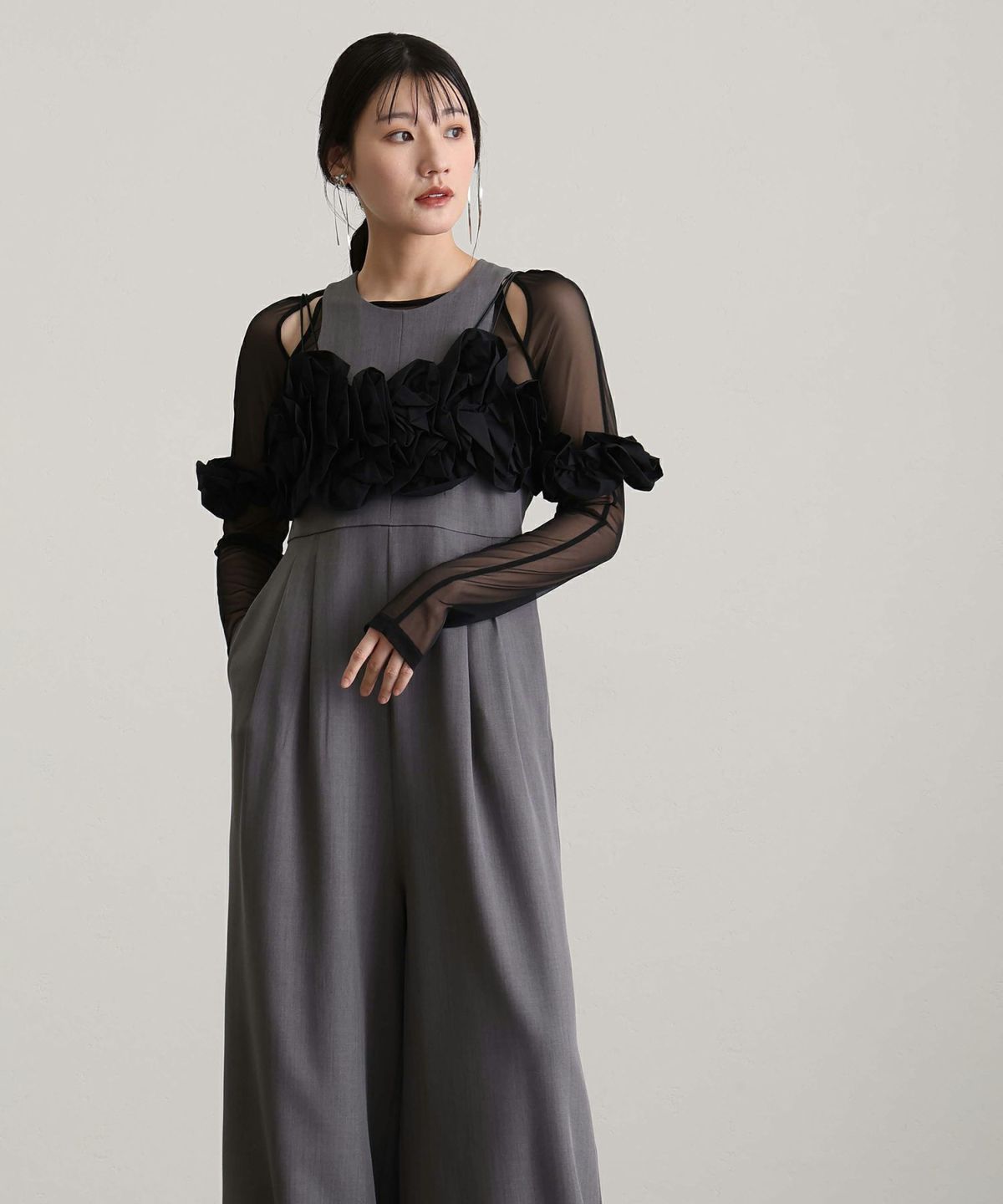 ラッフルビスチェ3点セットパンツドレス