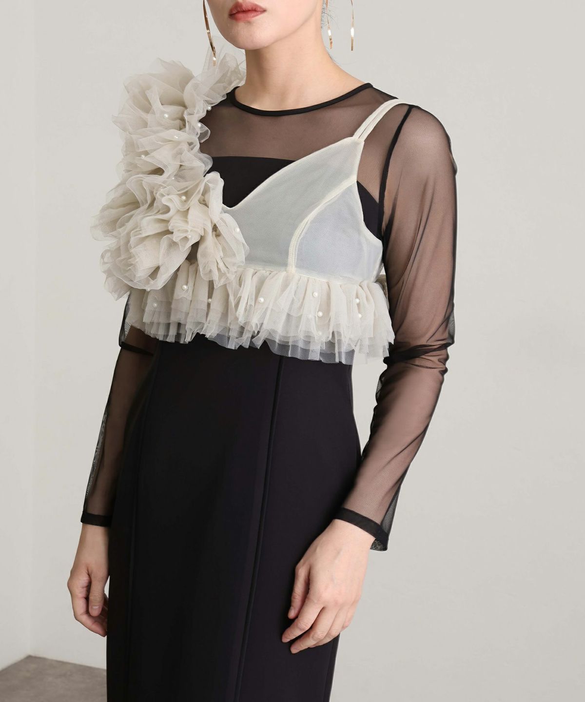 フリルパールビスチェ2点セットドレス