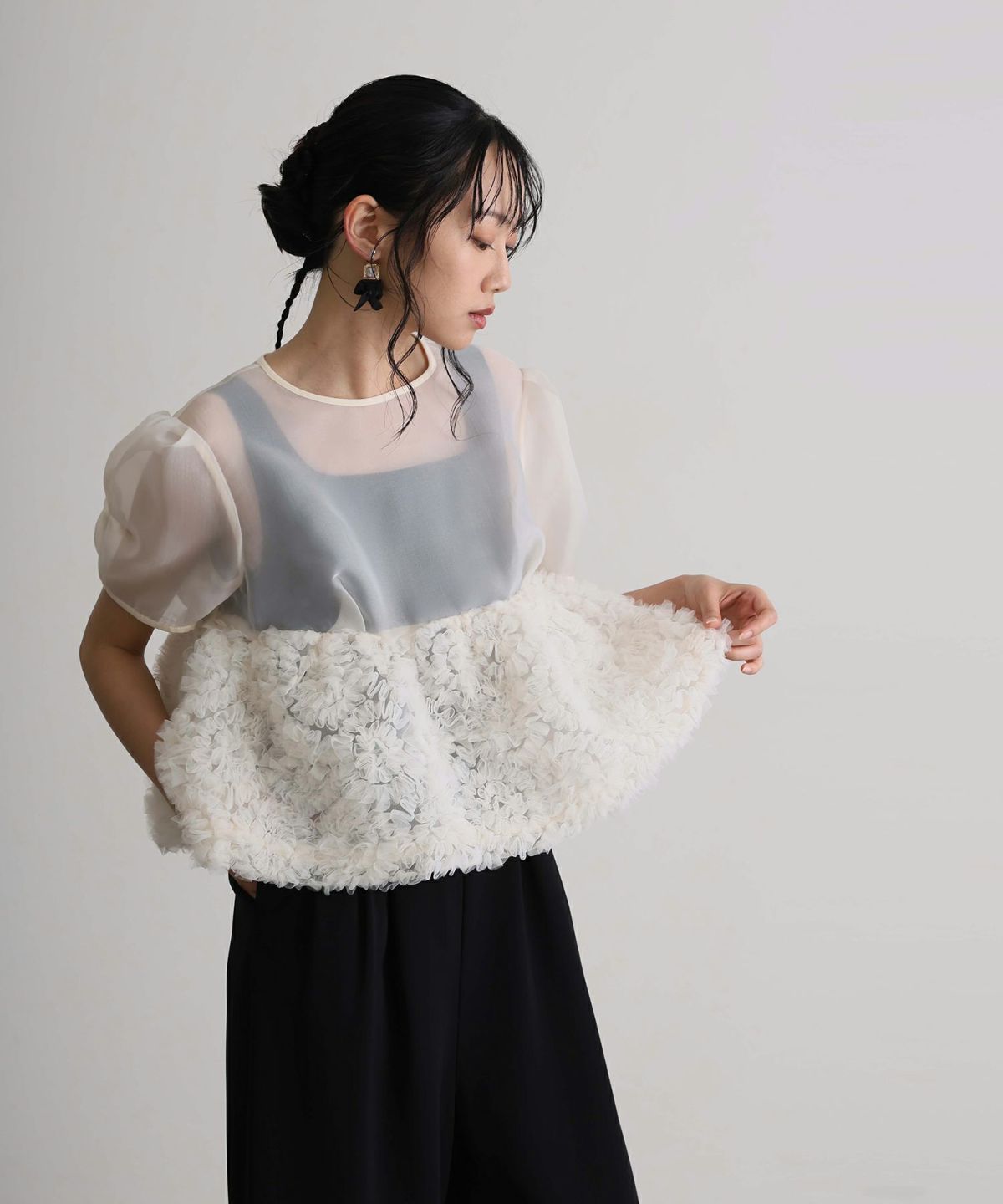 ペプラムセットアップパンツドレス 2点セット | PourVous（プールヴー