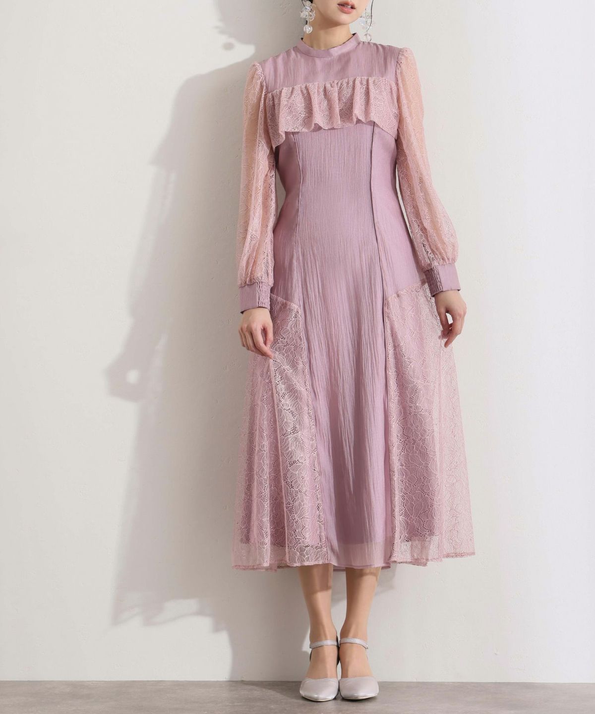 レース切替クラシカルドレス