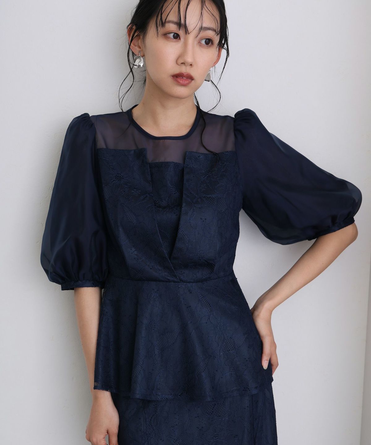 ペプラムビスチェ2点セットドレス