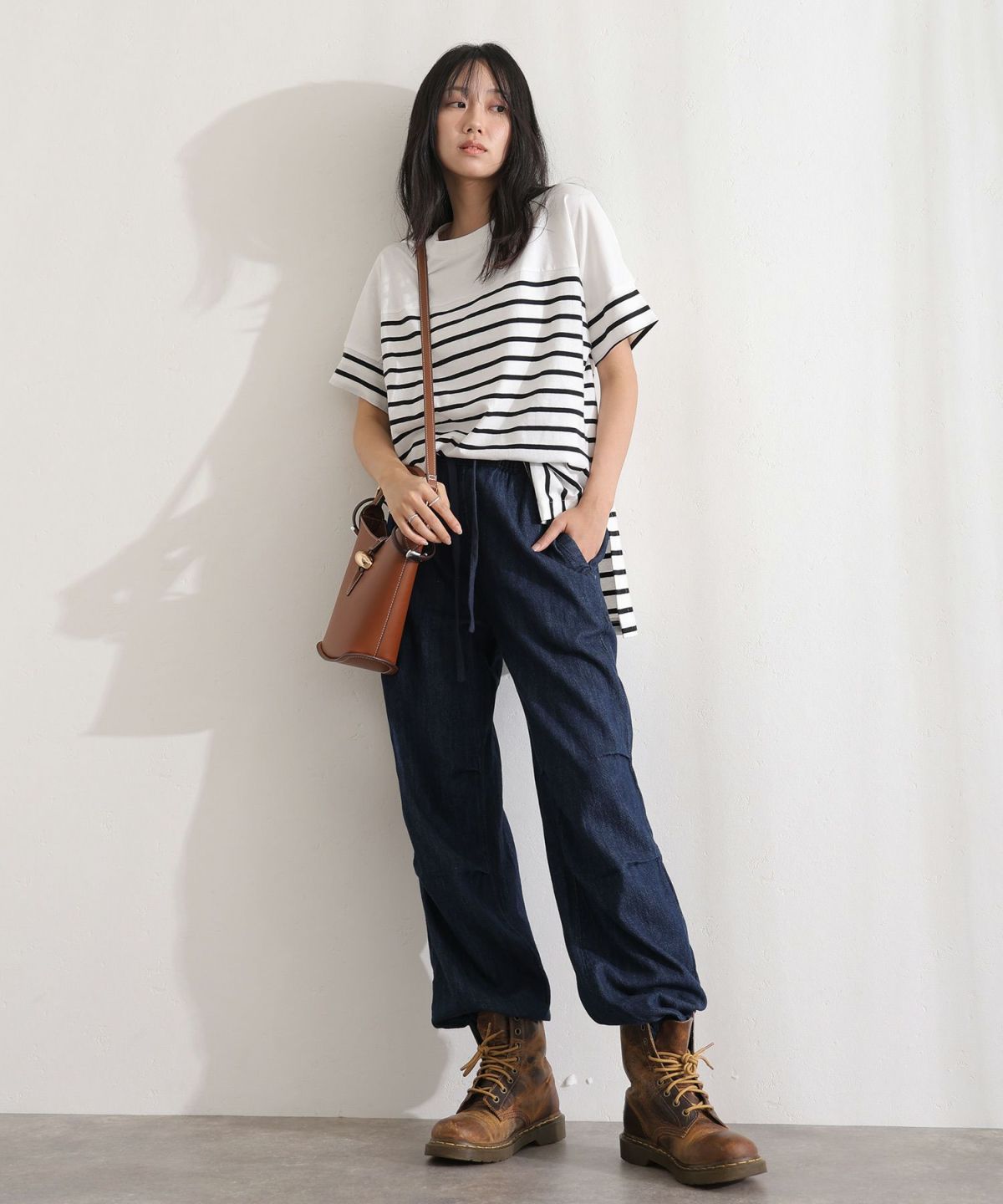 ライトオンスデニム リラックスワイドパラシュートパ