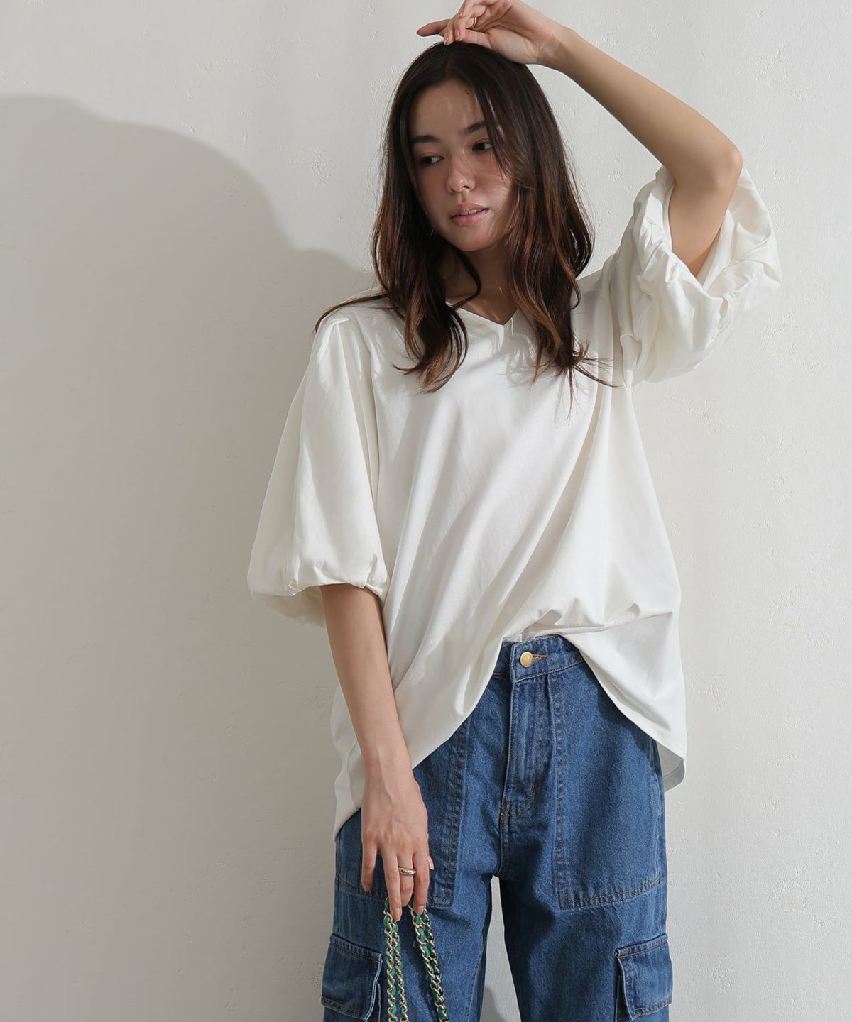 コットンパフスリーブTシャツ