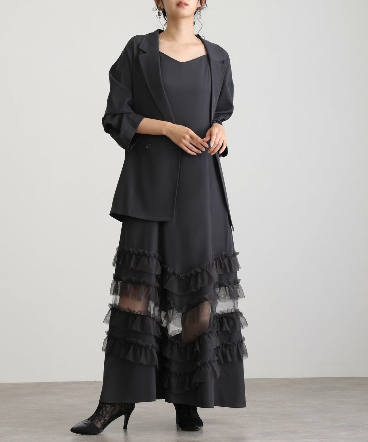 トランスペアレントヘムセットアップドレス 2点セッ