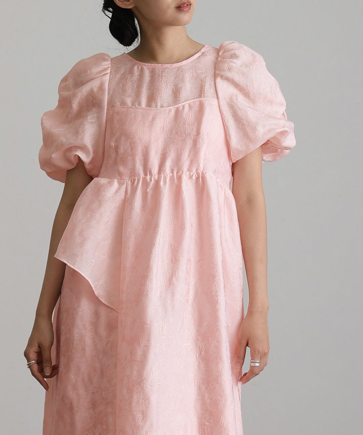 バブルスリーブジャガードドレス | PourVous（プールヴー）パーティー