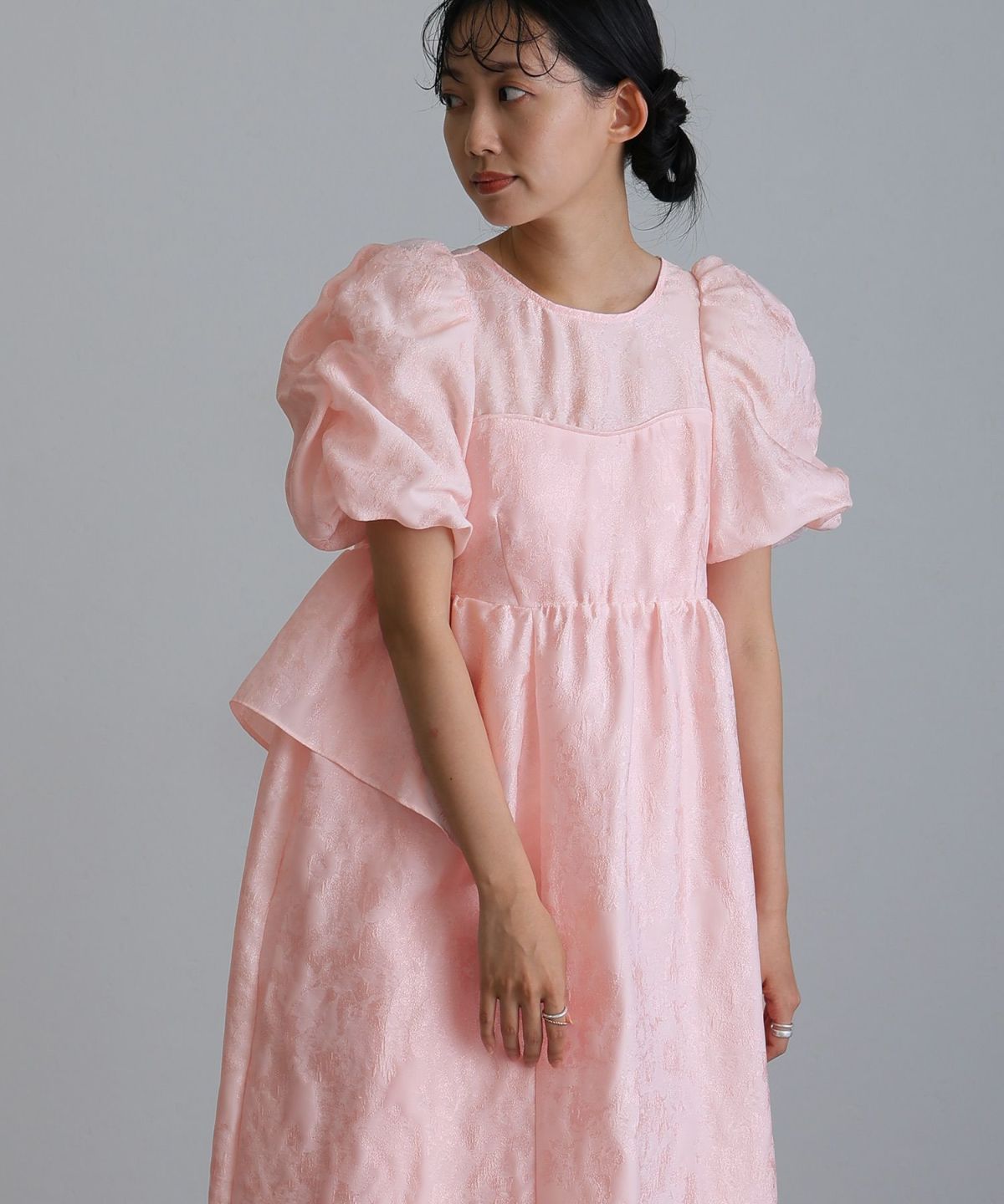 バブルスリーブジャガードドレス | PourVous（プールヴー）パーティー