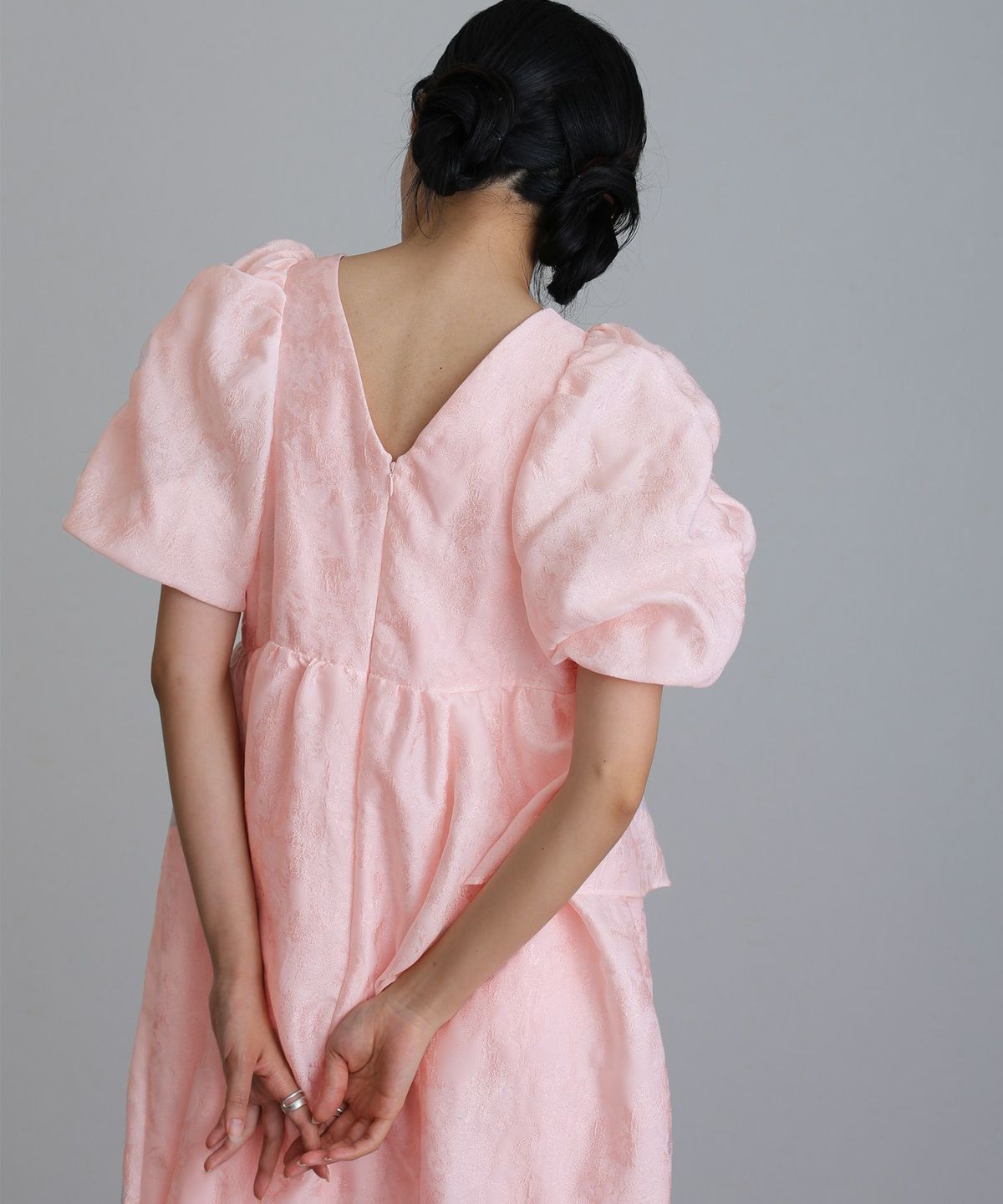 バブルスリーブジャガードドレス | PourVous（プールヴー）パーティー