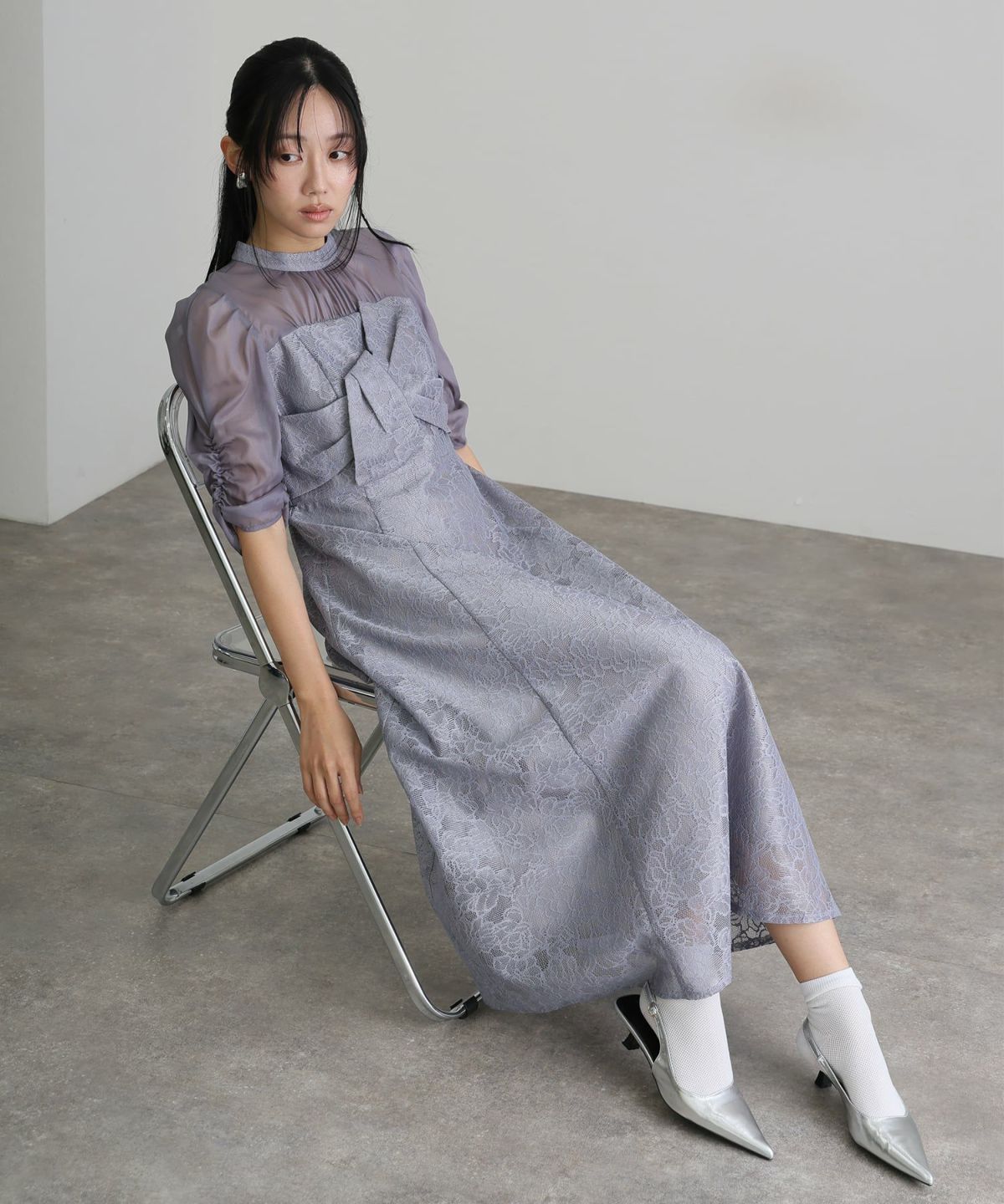 フラワーレースノットデザインドレス | PourVous（プールヴー