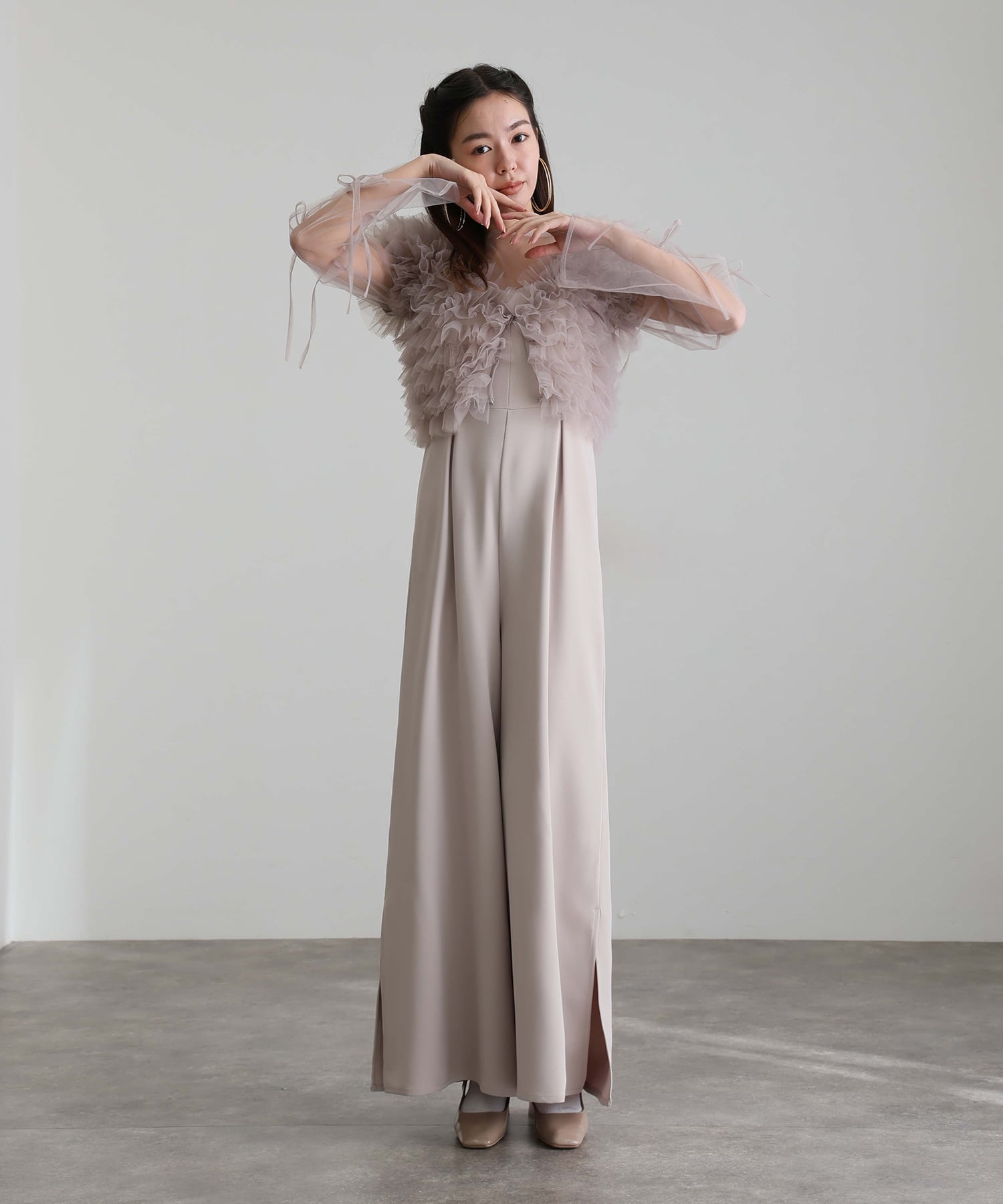 atlo フリルボレロ 3点セット ドレス s ブラウン 3点セットフリル