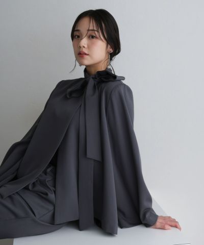 リボンペプラムセットアップスーツ